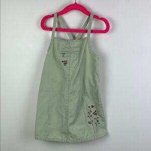 Vintage Y2K Strappy Cotton Canvas Dress Floral Embroidery